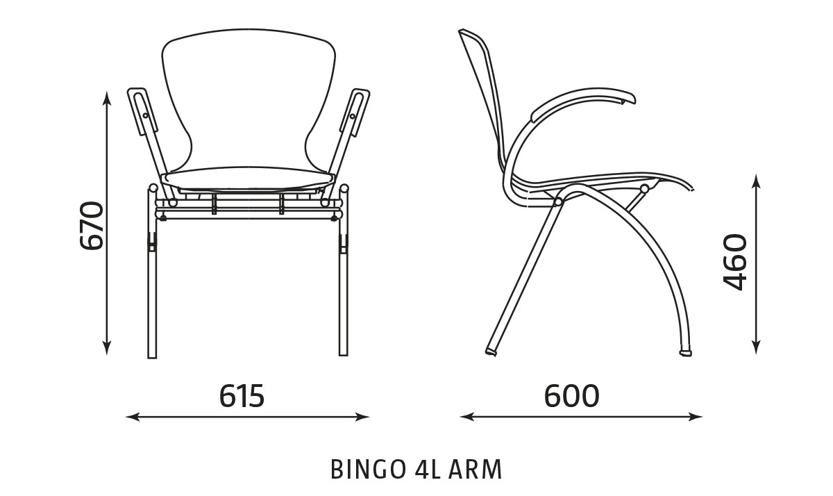 Wymiary krzesła Bingo ARM